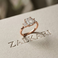 Emerald Lab Grown Diamond Vertex Three Stone Ring For Her