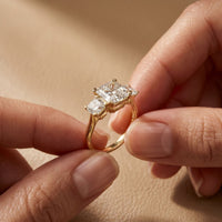 Emerald & Square Lab Grown Diamond Meridian Three Stone Ring For Her