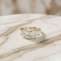 Emerald & Square Lab Grown Diamond Meridian Three Stone Ring For Her