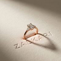 Trivelle Emerald Lab Grown Diamond Three Stone Ring For Her