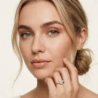 Oval Crest Lab Grown Diamond Three Stone Ring For Her