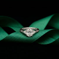 Oval Crest Lab Grown Diamond Three Stone Ring For Her