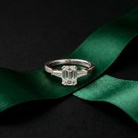 1.4CTW Emerald Arcadia Lab Grown Diamond Three Stone Ring For Her