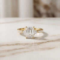 2CTW Emerald Lab Grown Diamond Three Stone Caelora Ring