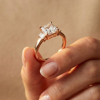 1.70CTW Asscher Evermont Lab Grown Diamond Three Stone Ring For Her