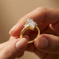1.70CTW Marquise Marquette Lab Grown Diamond Three Stone Ring