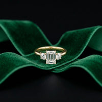 Valencia Lab Grown Diamond Three Stone Ring 1.70CTW Emerald Cut