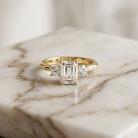 Valencia Lab Grown Diamond Three Stone Ring 1.70CTW Emerald Cut