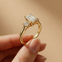 Valencia Lab Grown Diamond Three Stone Ring 1.70CTW Emerald Cut