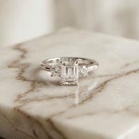 Valencia Lab Grown Diamond Three Stone Ring 1.70CTW Emerald Cut