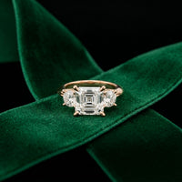 3.40CTW Asscher Valoria Lab Grown Diamond Three Stone Ring