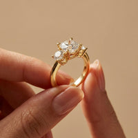 3.40CTW Cushion Rosalyn Lab Grown Diamond Three Stone Ring