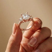 Valoria Lab Grown Diamond Three Stone Ring 3.40CTW Emerald Cut