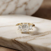 Valoria Lab Grown Diamond Three Stone Ring 3.40CTW Emerald Cut