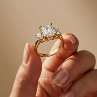 Valoria Lab Grown Diamond Three Stone Ring 3.40CTW Emerald Cut