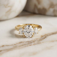 Aveline Lab Grown Diamond Three Stone Ring 3.40CTW Oval Cut