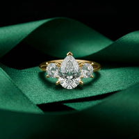 Elysia Lab Grown Diamond Three Stone Ring 3.40CTW Pear Cut