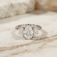 Elysia Lab Grown Diamond Three Stone Ring 3.40CTW Pear Cut