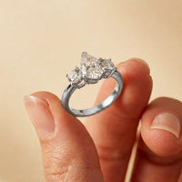 Elysia Lab Grown Diamond Three Stone Ring 3.40CTW Pear Cut