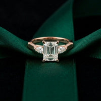 2.50CTW Emerald Cut Solenne Lab Grown Diamond Three Stone Ring For Her