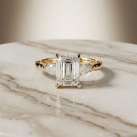 2.50CTW Emerald Cut Solenne Lab Grown Diamond Three Stone Ring For Her