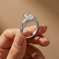 2.50CTW Emerald Cut Solenne Lab Grown Diamond Three Stone Ring For Her