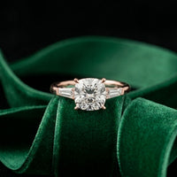 1.90CTW Cushion Solstice Lab Grown Diamond Three Stone Ring