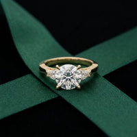 2.40CTW Round Cut Vintage Cathedral Lab Grown Diamond Ring For Women Gold
