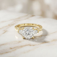 2.40CTW Round Cut Vintage Cathedral Lab Grown Diamond Ring For Women Gold