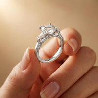 2.40CTW Round Cut Vintage Cathedral Lab Grown Diamond Ring For Women White
