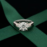 2.40CTW Round Cut Vintage Cathedral Lab Grown Diamond Ring For Women White