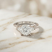 2.40CTW Round Cut Vintage Cathedral Lab Grown Diamond Ring For Women White