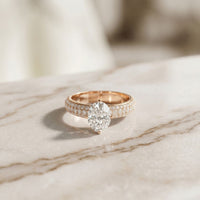 2 CTW Oval Cut Triple Pavé Lab Grown Diamond Engagement Ring For Women Rose Gold