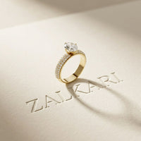 2 CTW Oval Cut Triple Pavé Lab Grown Diamond Engagement Ring For Women Gold