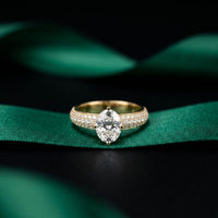 2 CTW Oval Cut Triple Pavé Lab Grown Diamond Engagement Ring For Women Gold