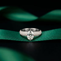 2 CTW Oval Cut Triple Pavé Lab Grown Diamond Engagement Ring For Women White