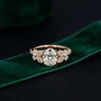 1.45CTW Oval Cut Floral Vine Lab Grown Diamond Engagement Ring For Women Rose Gold