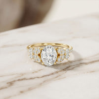 1.45CTW Oval Cut Floral Vine Lab Grown Diamond Engagement Ring For Women Gold