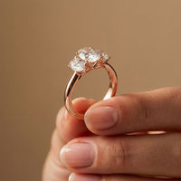 1.80CTW Oval Cut Three Stone Lab Grown Diamond Engagement Ring For Women Rose Gold