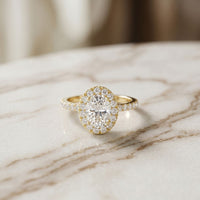 1.45CTW Oval Cut Classic Halo Lab Grown Diamond Engagement Ring For Women Gold