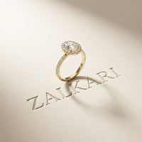 1.45CTW Oval Cut Classic Halo Lab Grown Diamond Engagement Ring For Women Gold