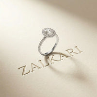 1.45CTW Oval Cut Classic Halo Lab Grown Diamond Engagement Ring For Women White