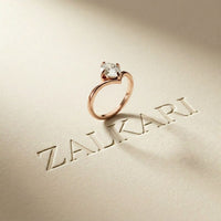 0.10CTW Oval Cut Chevron Solitaire Lab Grown Diamond Ring For Women Rose Gold