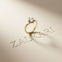 0.10CTW Oval Cut Chevron Solitaire Lab Grown Diamond Ring For Women Gold