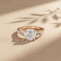 2.30CTW Round Cut Nature Inspired Lab Grown Diamond Engagement Ring For Women Rose Gold