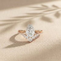 2.35CTW Pear Cut Floral Accent Lab Grown Diamond Engagement Ring For Women Rose Gold