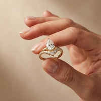 2.35CTW Pear Cut Floral Accent Lab Grown Diamond Engagement Ring For Women Gold