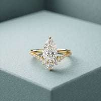 2.35CTW Pear Cut Floral Accent Lab Grown Diamond Engagement Ring For Women Gold