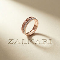 0.55CTW Round Cut Vintage Scroll Pavé Lab Grown Diamond Wedding Band For Women Rose Gold