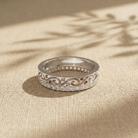 0.55CTW Round Cut Vintage Scroll Pavé Lab Grown Diamond Wedding Band For Women White